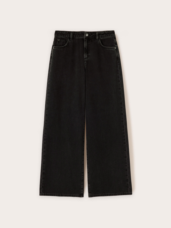 Black wide leg slouchy jeans