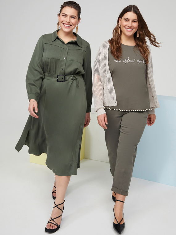 Vestito chemisier con cintura in fibre TENCEL™