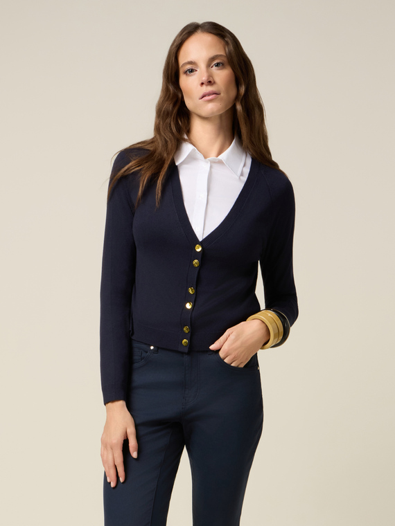Cardigan scollo a V misto viscosa