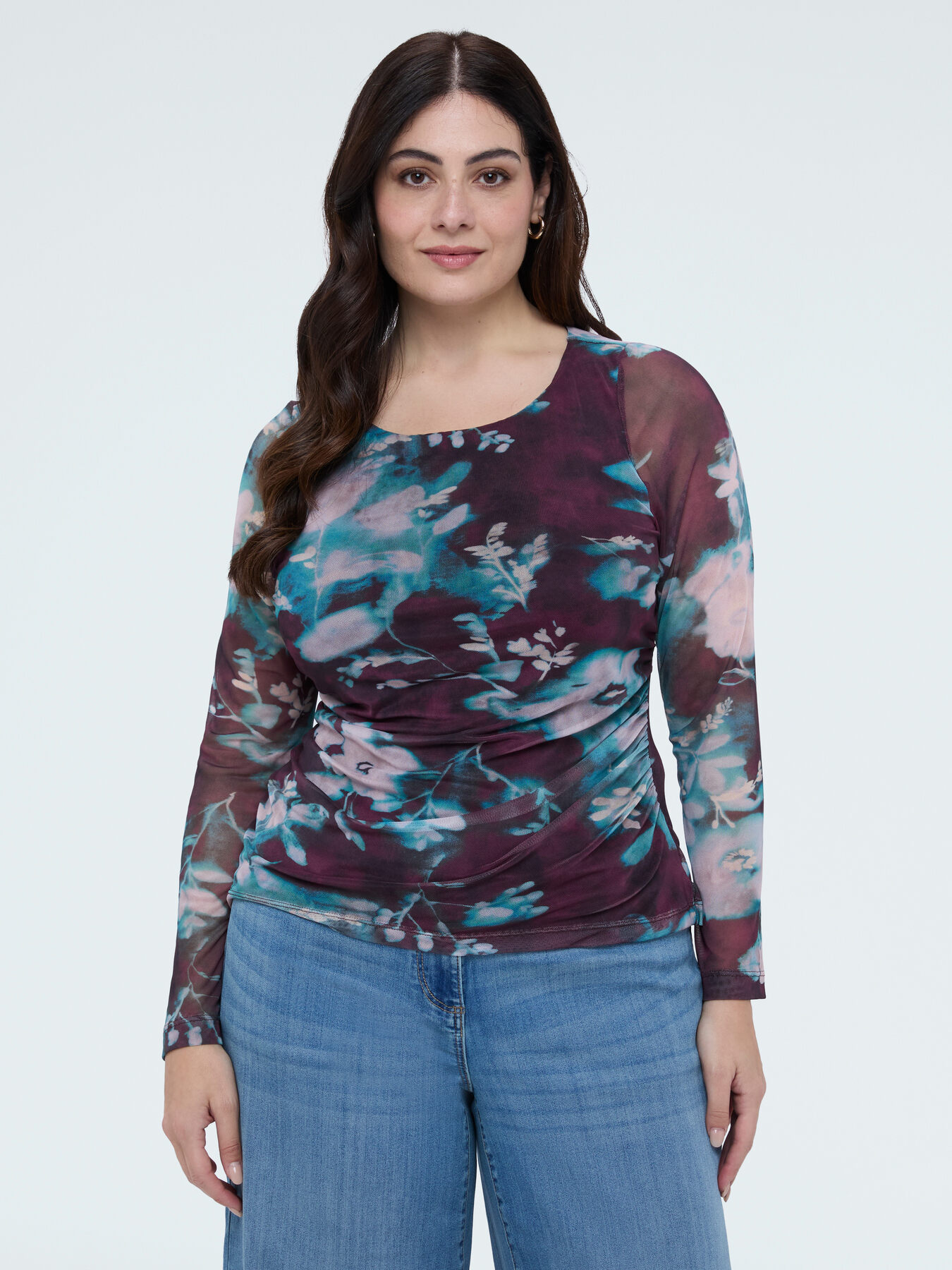 Tulle T-shirt with floral print image number 0