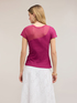 Bi-material t-shirt with draped insert image number 1