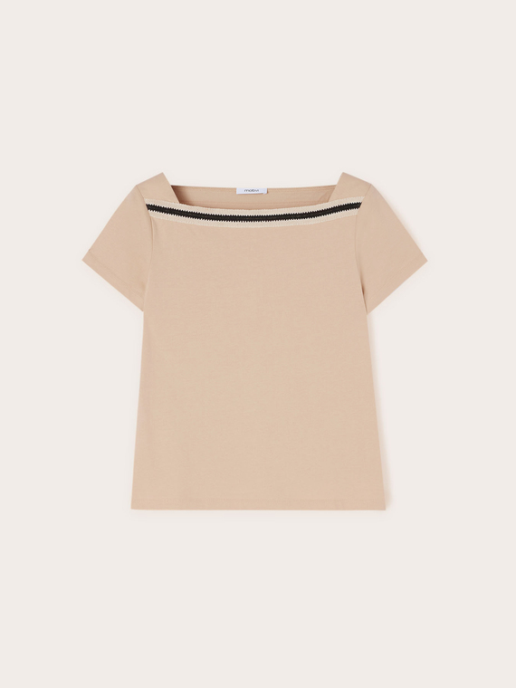 T-Shirt mit Häkelborte