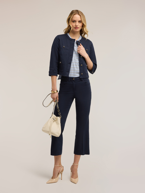 Pantaloni kick flare din drill