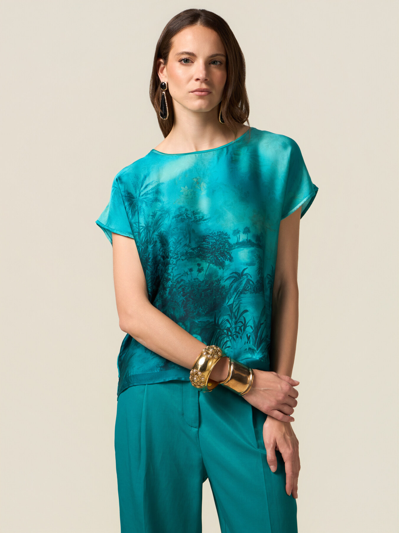Patterned satin blouse image number 0