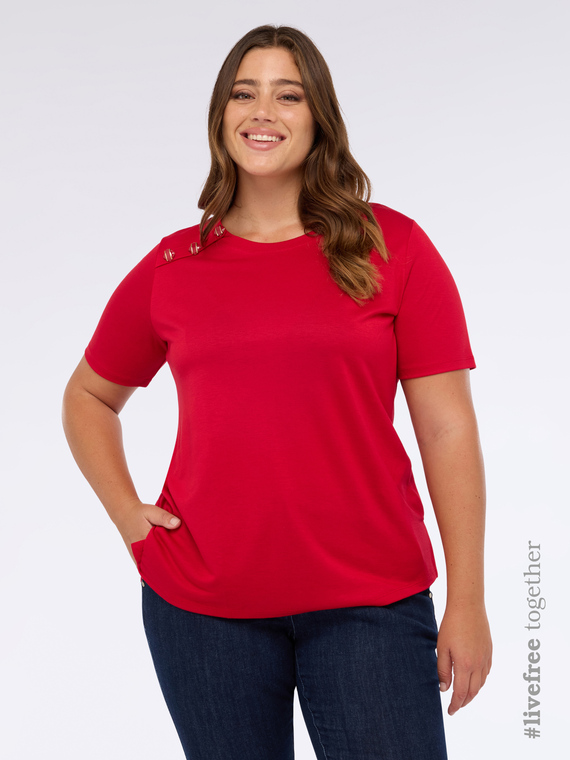 T-Shirt aus Jersey mit dekorativen Kn&ouml;pfen