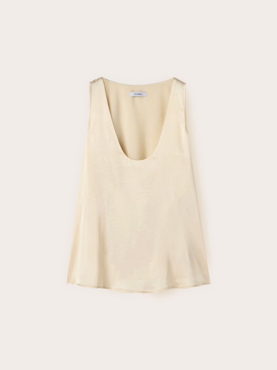 Top de raso de hombro ancho