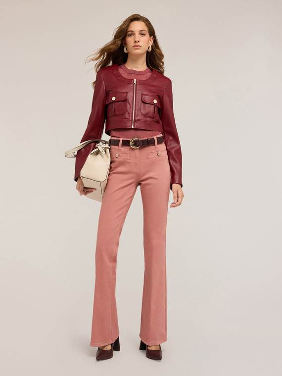 Cropped-Jacke aus beschichtetem Stoff