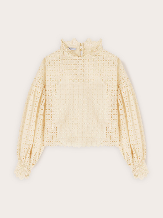 Blouse in openwork broderie anglaise