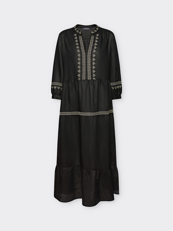 Vestido bordado em linho