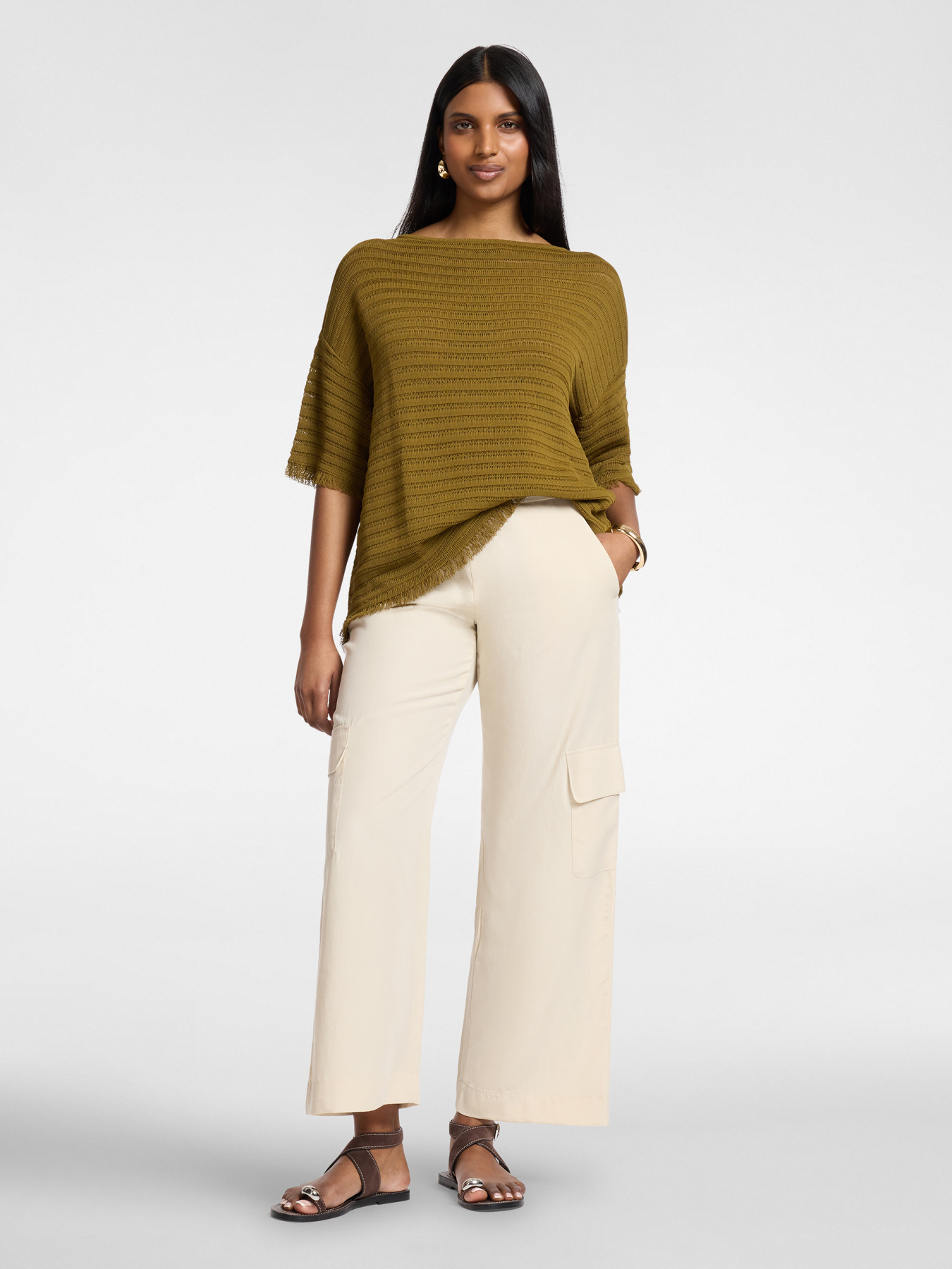 Fluid lyocell blend cargo pants image number 0