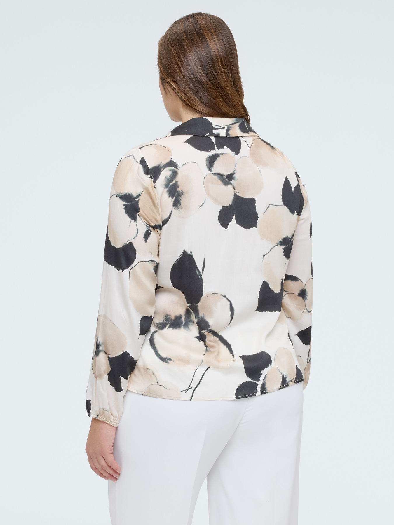 Satin blouse with floral print image number 1
