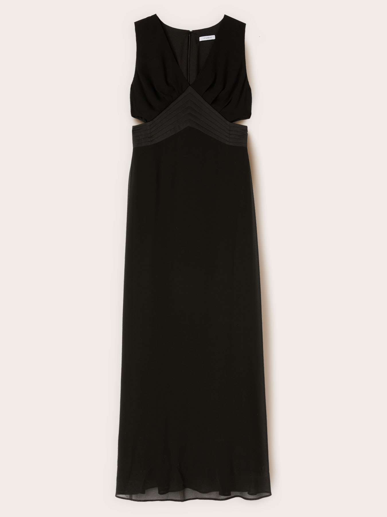 Rochie lungă din georgette cu decupaje image number 4