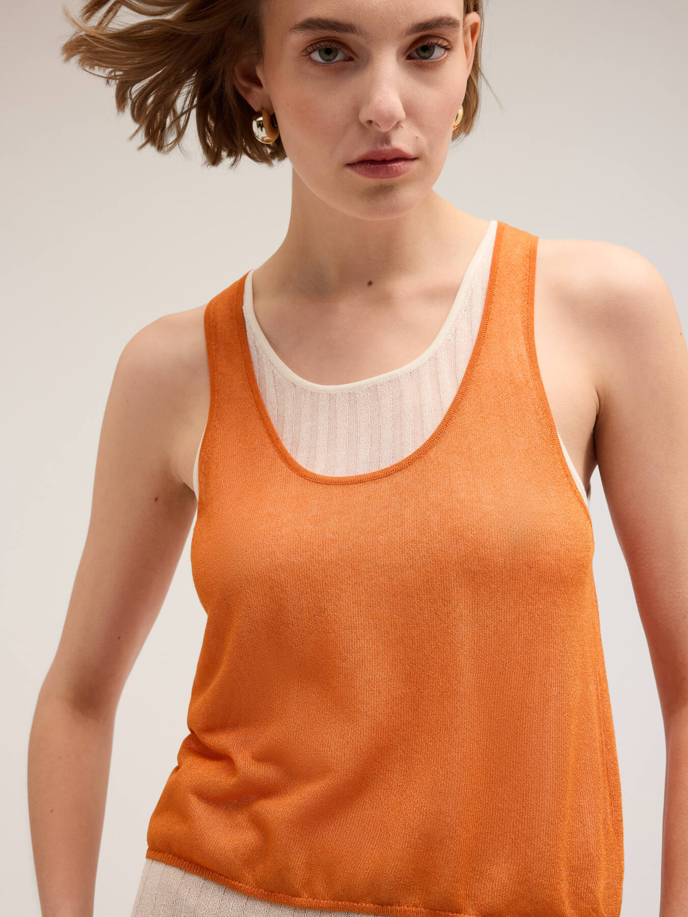 Jersey top with ribbed tank top image number 0