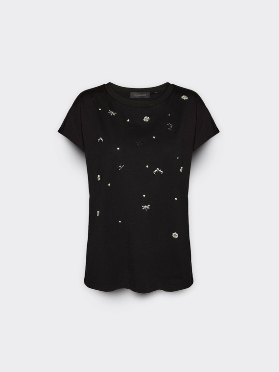 Cotton T-shirt with appliqués