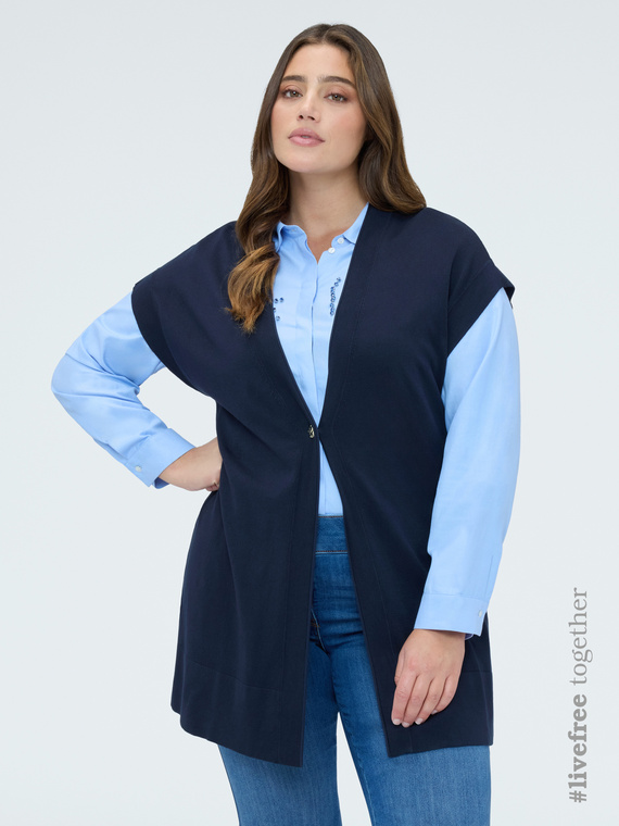 Gilet long en m&eacute;lange viscose