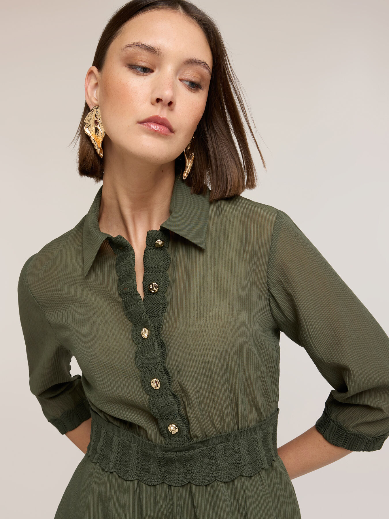 Shirtdress in lyocell blend crepe image number 3