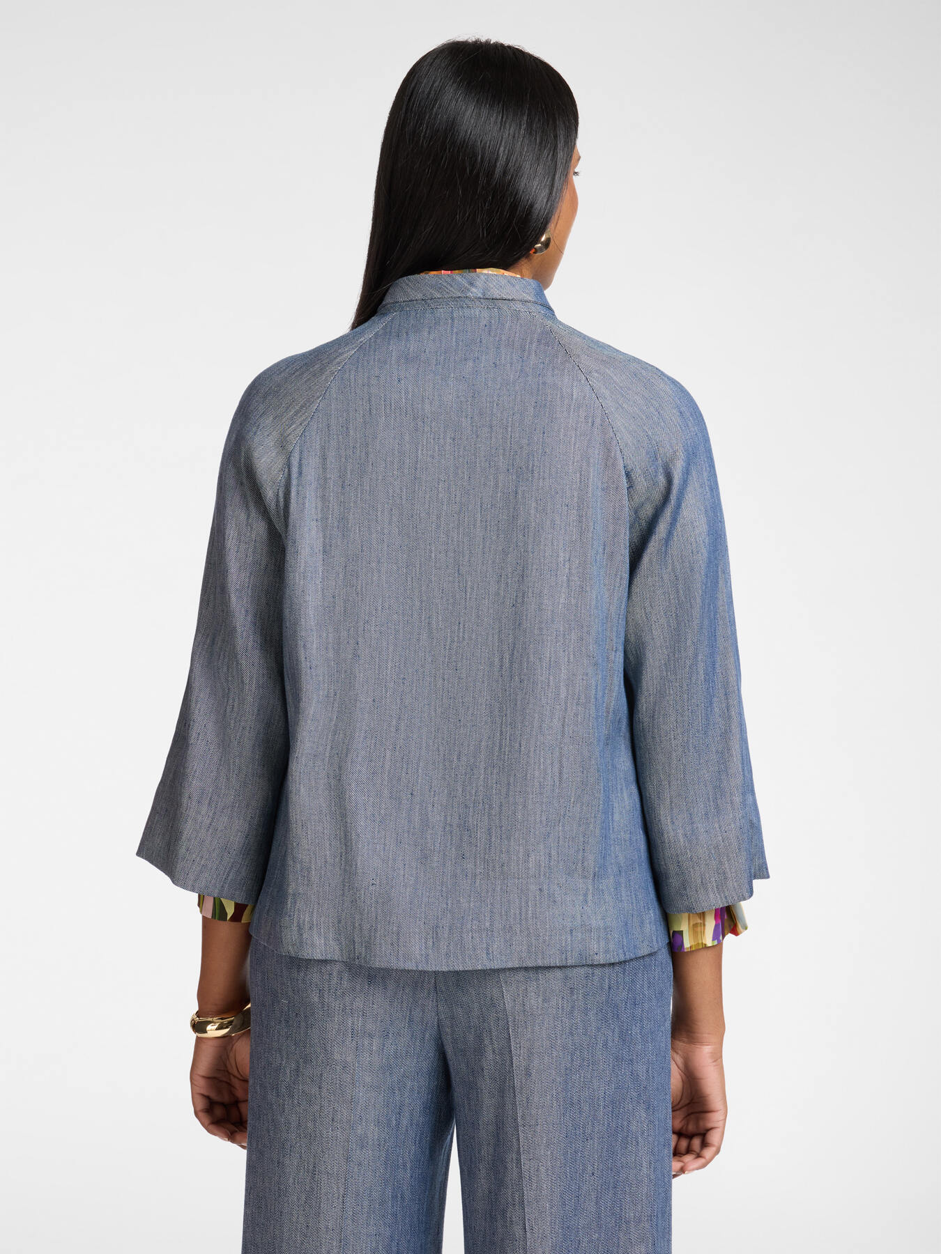 Giacca boxy in lino effetto denim image number 1