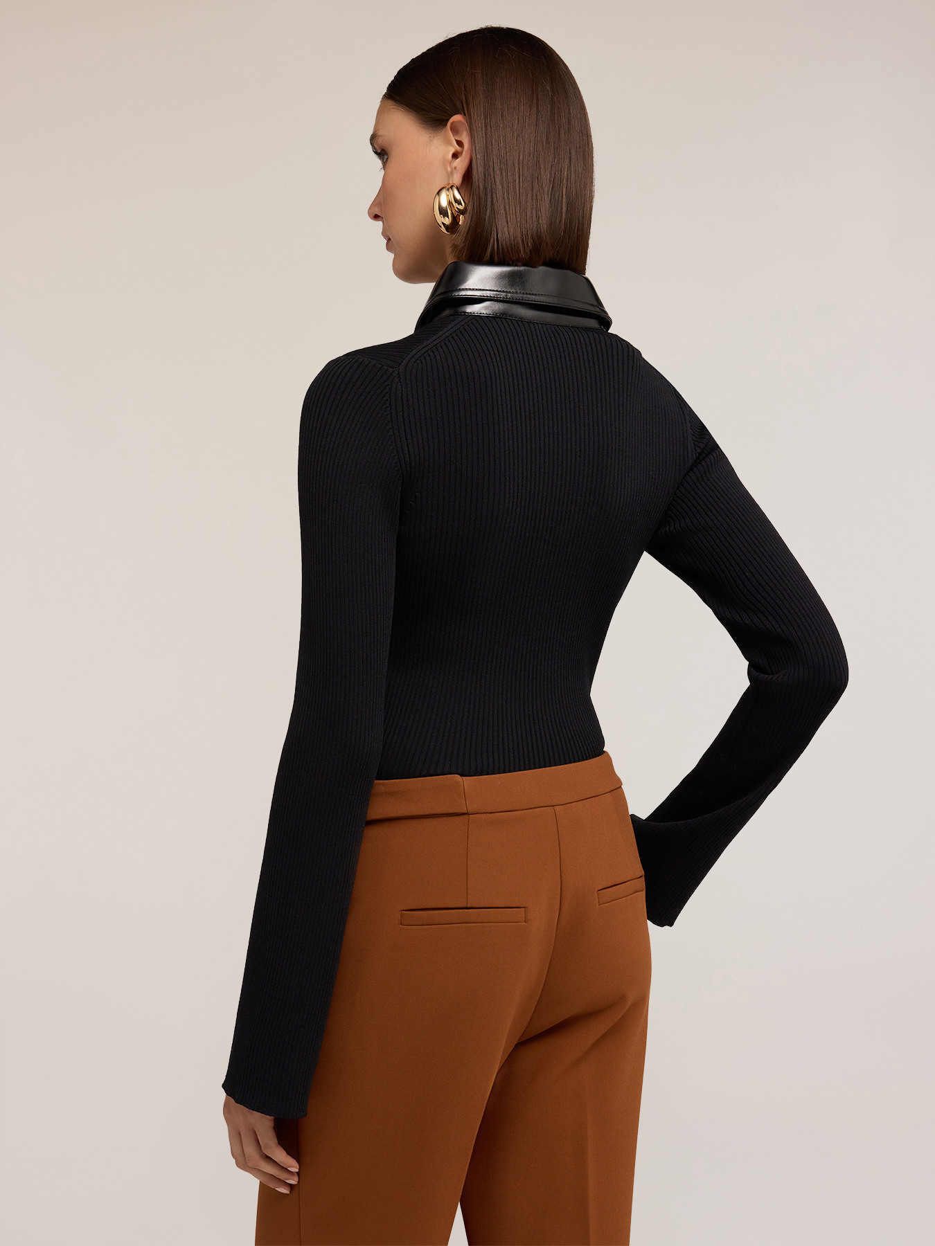 Polo shirt with patent leather collar image number 1