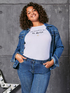 Jeansjacke mit Nadelstreifen aus Strass image number 4