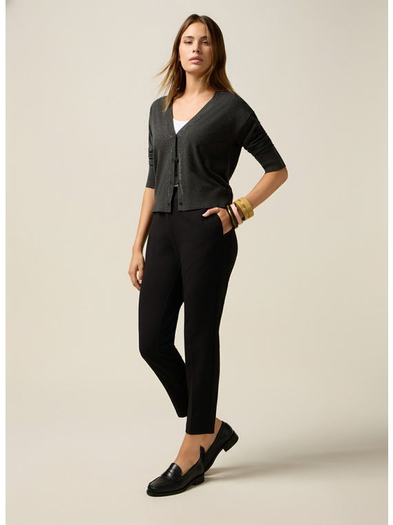 Pantaloni regular in tessuto cr&ecirc;pe