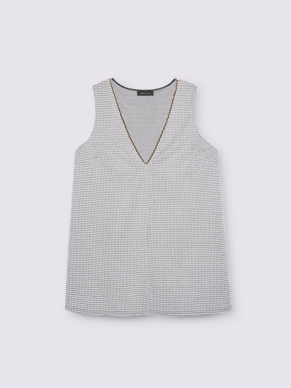 Kurzes A-Linien-Kleid mit tiefem V-Ausschnitt