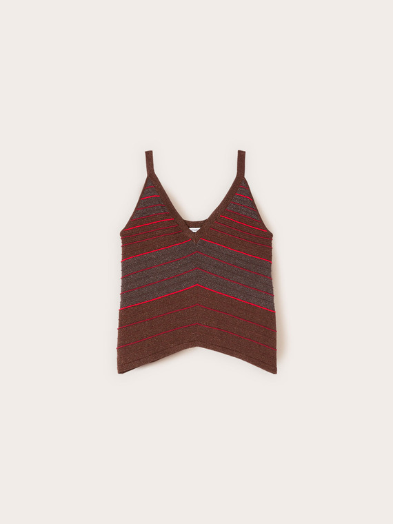 Top din tricotaj &icirc;n dungi din amestec lurex