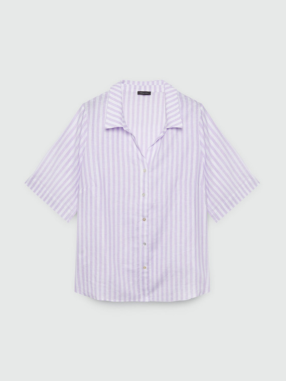 Camicia a righe in lino e viscosa