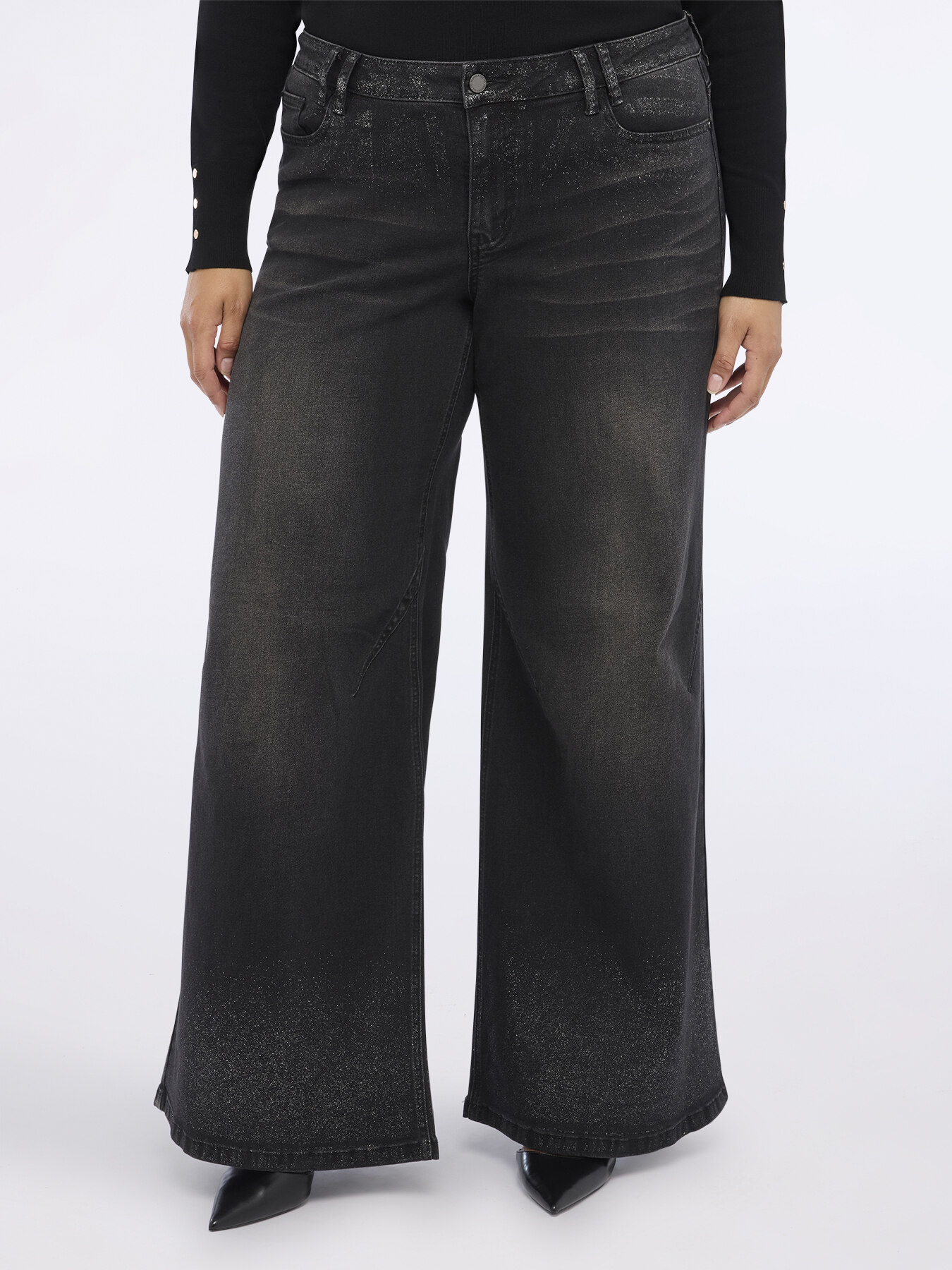 Palazzo-Jeans mit Metallic-Effekt image number 0