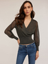 Sweater with crossover and openwork sleeves image number 0