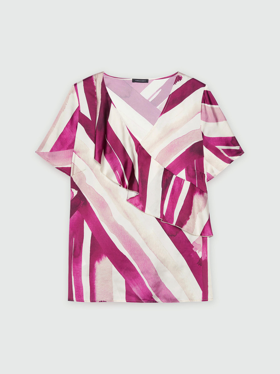 Bedruckte Bluse mit Volant