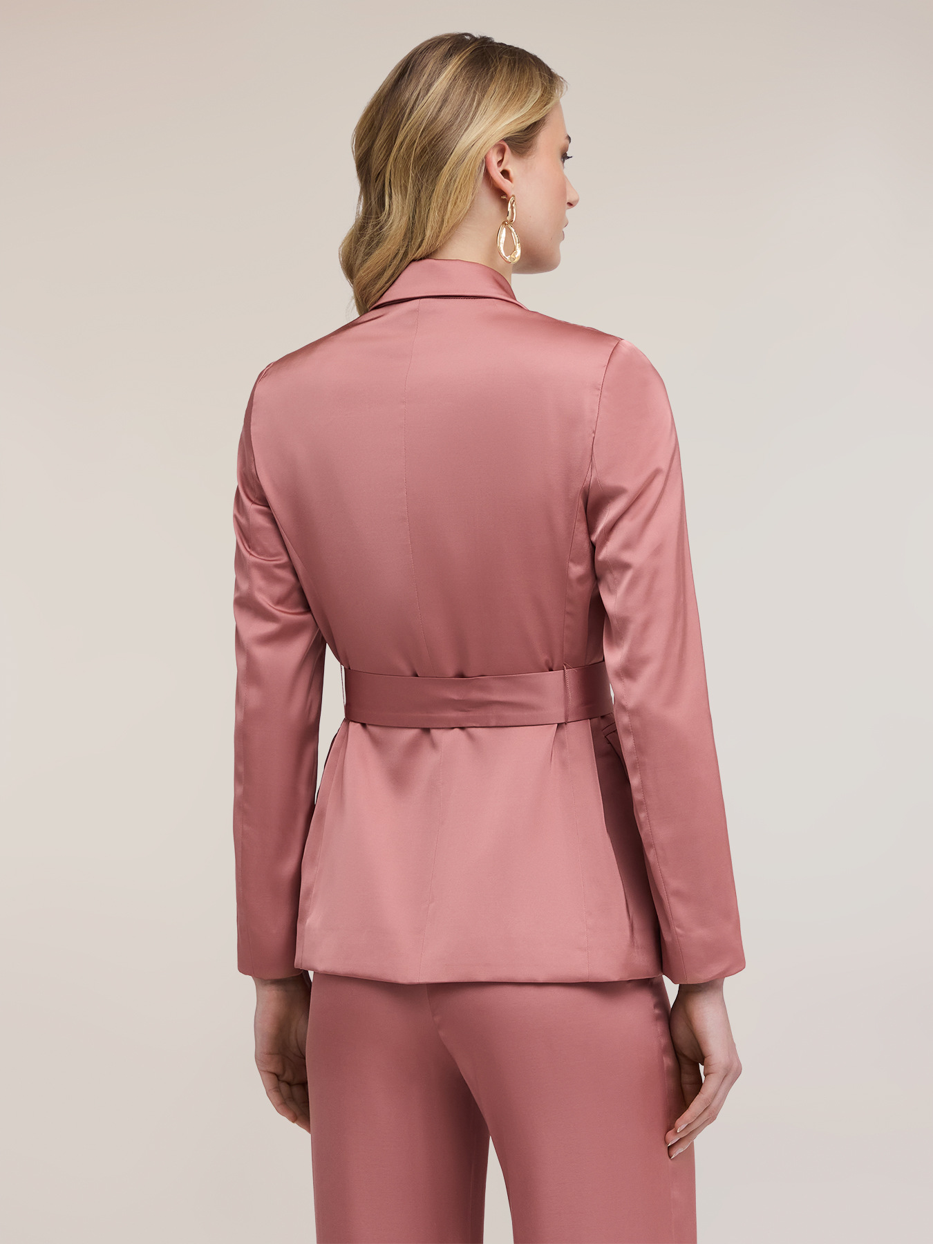 Fluid satin jacket with belt image number 1