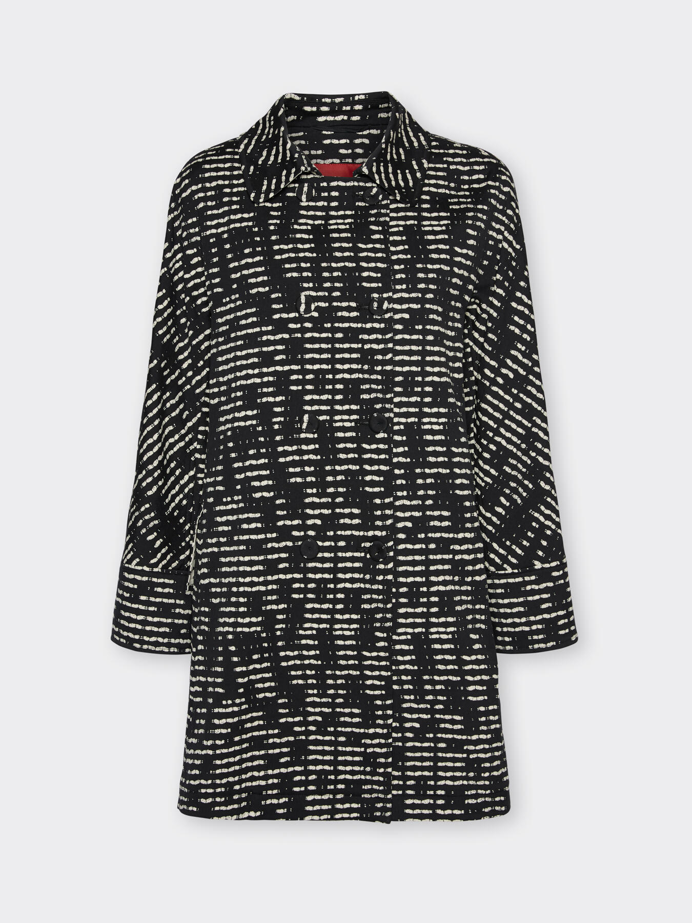 Manteau en m&eacute;lange de coton jacquard ray&eacute; image number 4