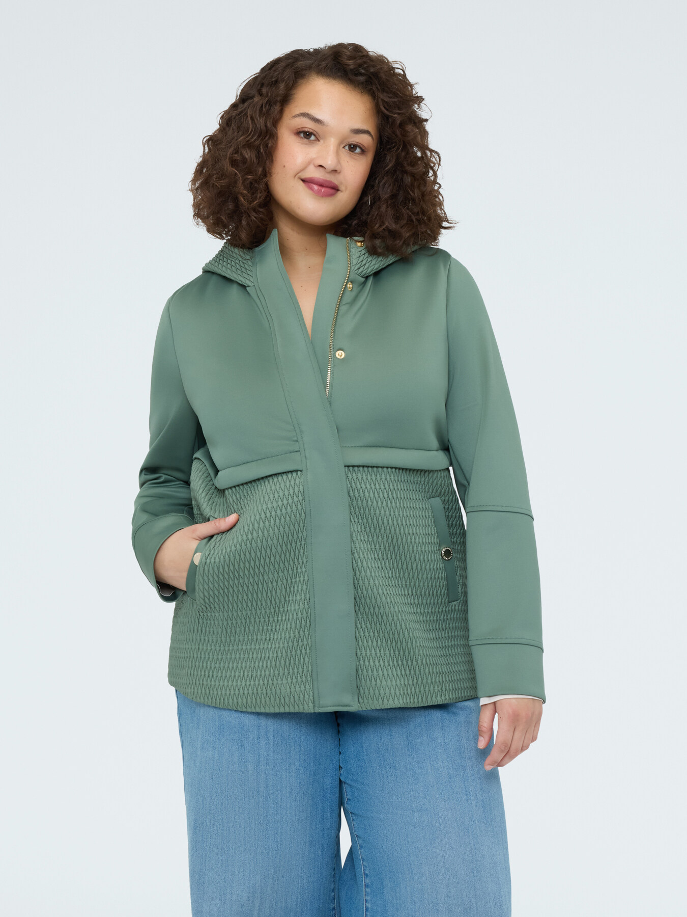 Giacca in scuba con dettagli matelass&eacute; image number 0