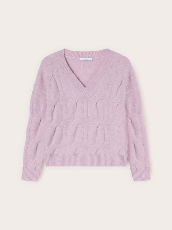 Pull à torsades en mélange de laine