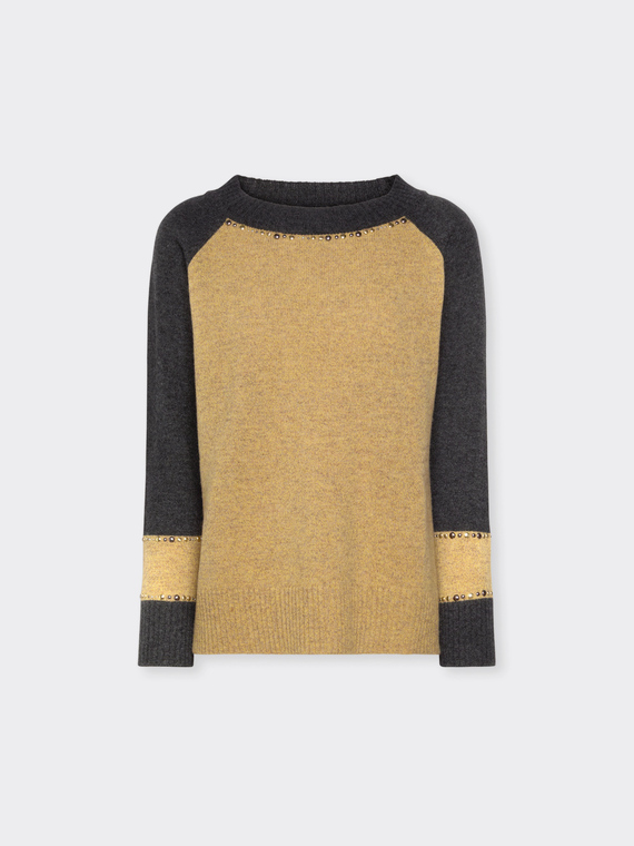 Mouliné sweater with studs