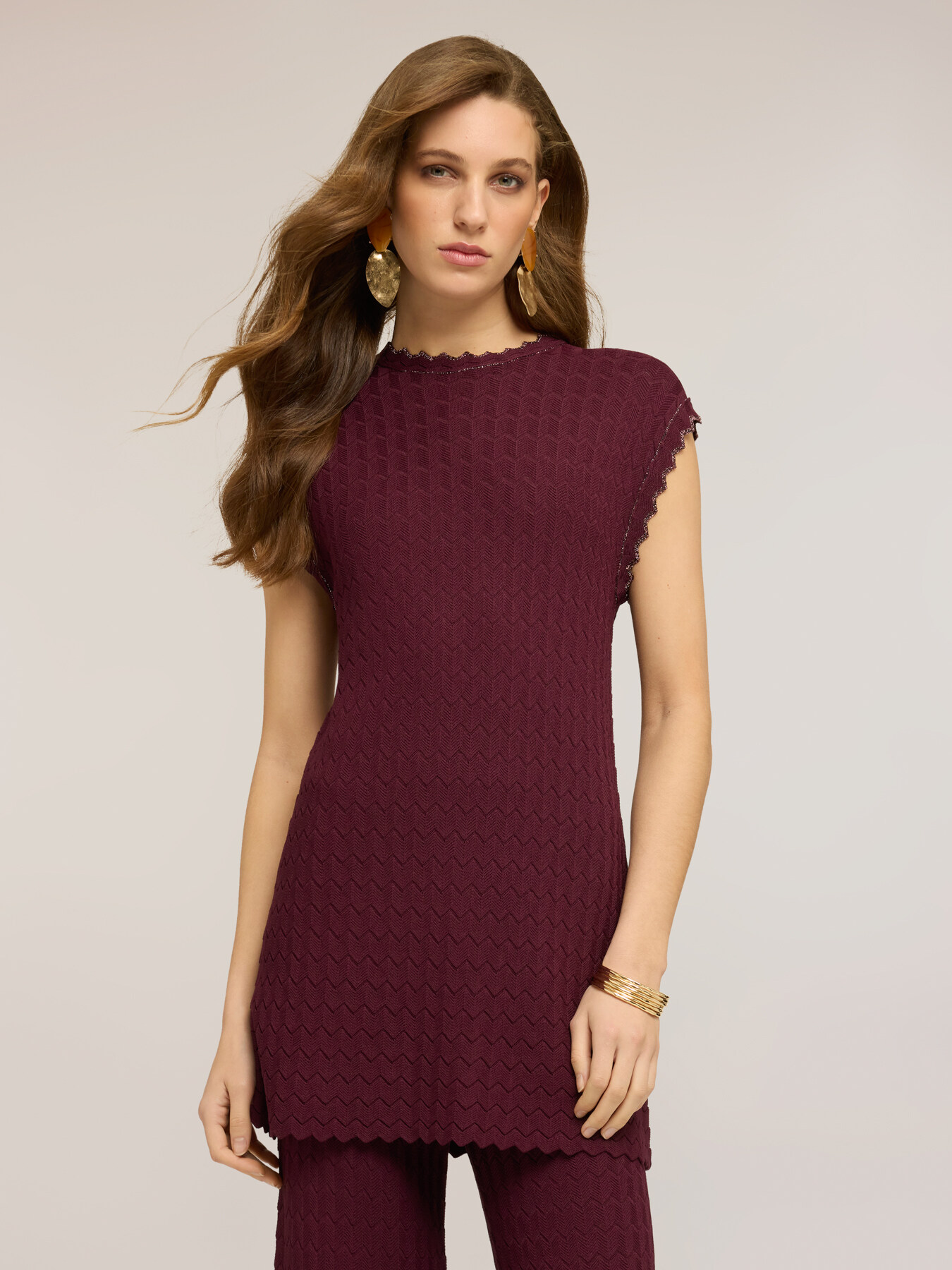 Viscose blend sweater with lace detailing image number 2