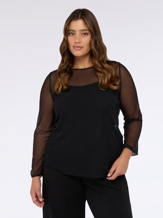 Transparent tulle T-shirt