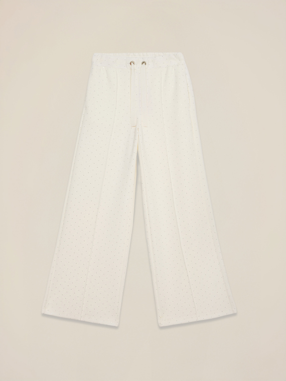 Pantaloni palazzo con micro borchie