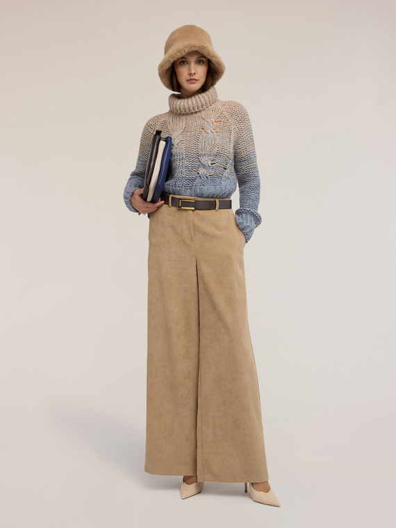 Jersey de punto trenzado de lana mezclada con dise&ntilde;o degradado