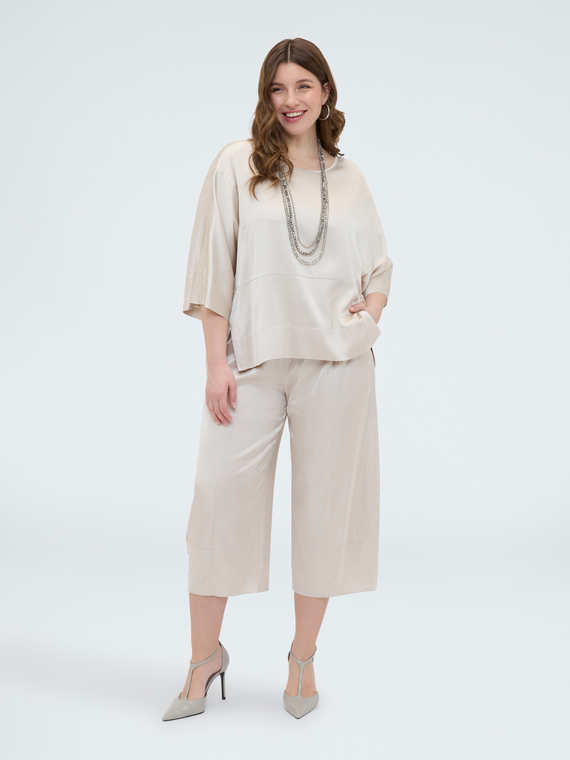 Satin blouse with boat neckline