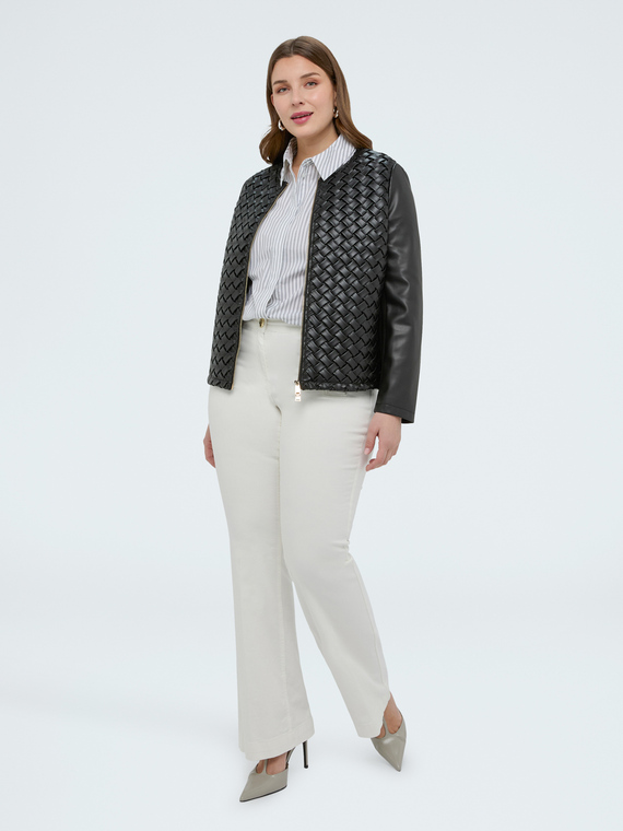 Bikerjacke mit Flechtverarbeitung