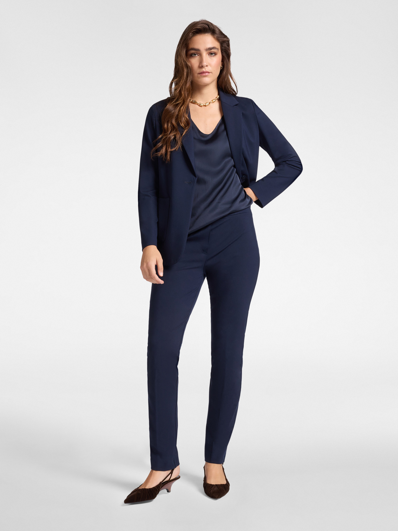 Milano knit fabric slim-fit trousers image number 1