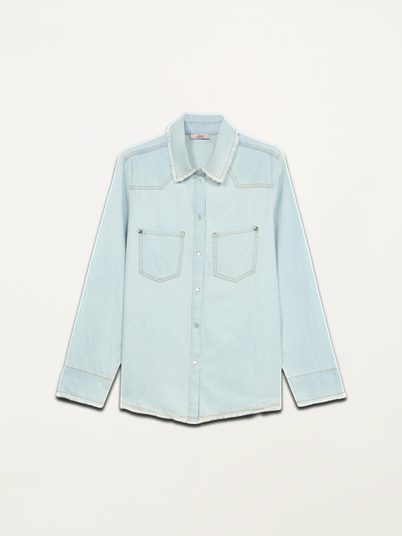 Cămașă din denim spălată cu pietre