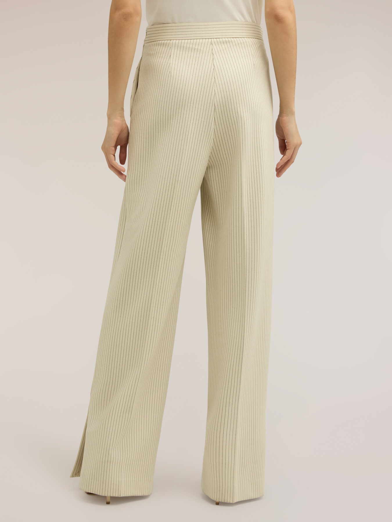 Palazzo pants in pinstripe Milano stitch with slit image number 1