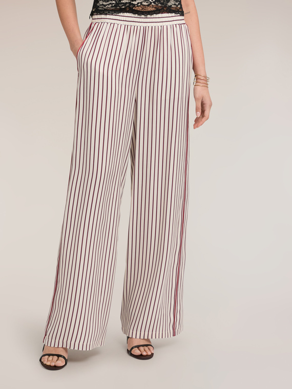 Pantaloni palazzo din twill de viscoză