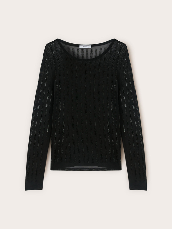 T-shirt en tulle avec strass