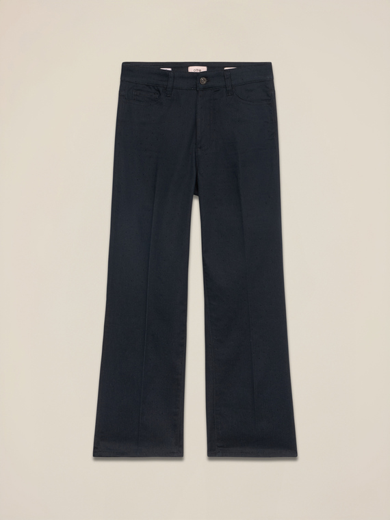 Regular denim pants with micro crystals