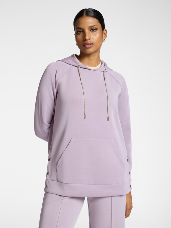 Sweat &agrave; capuche en modal m&eacute;lang&eacute;