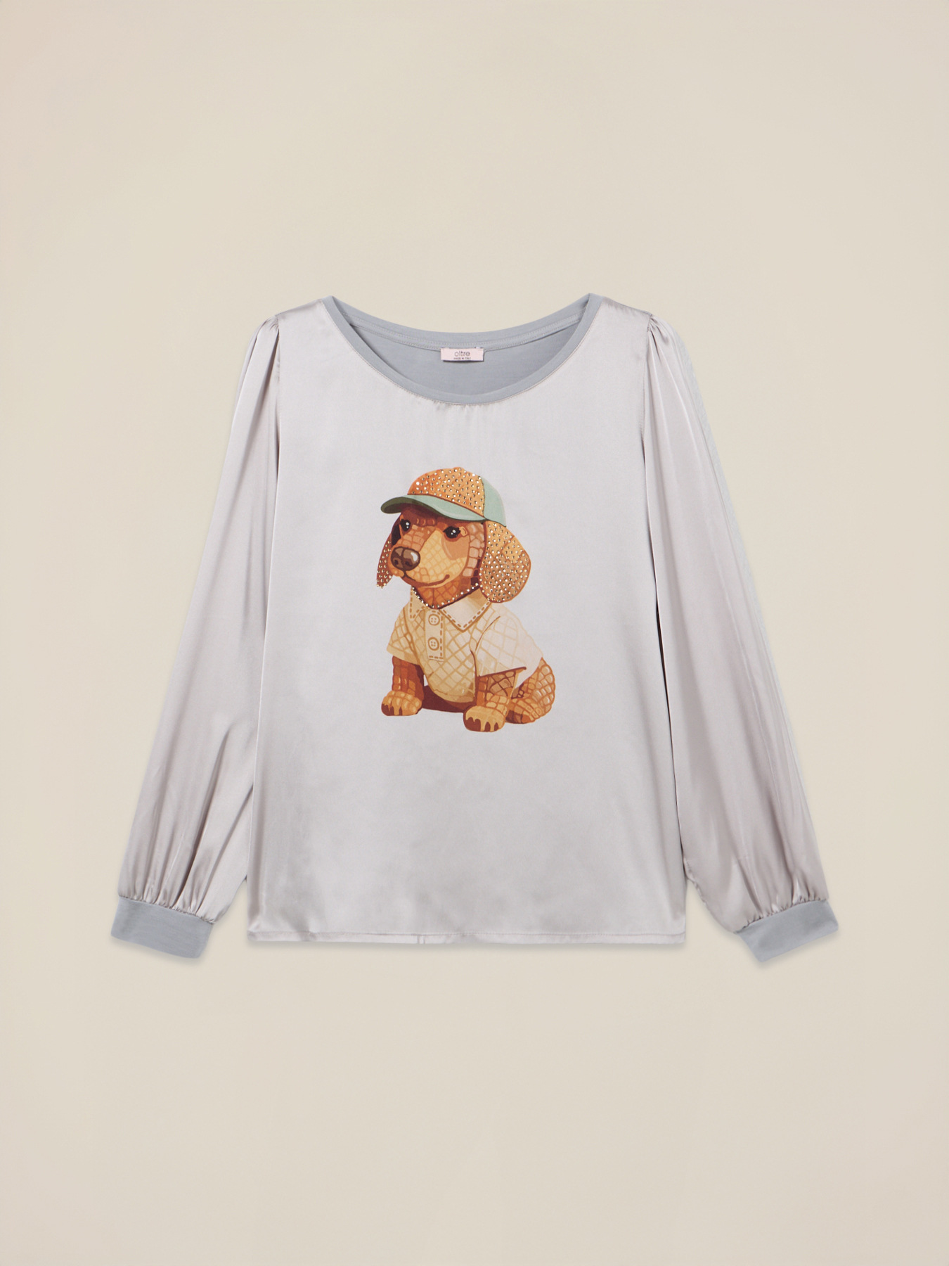 T-shirt bimaterica con stampa e applicazioni image number 3