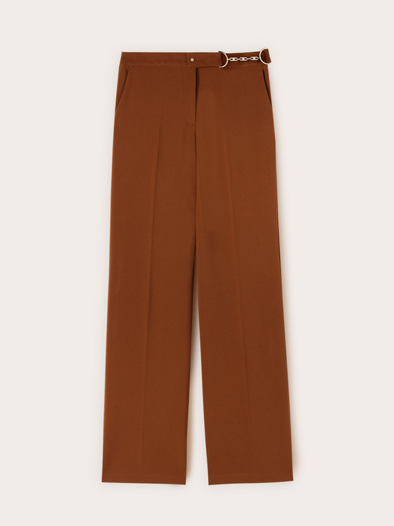 Wide-leg palazzo pants with metal belt loop
